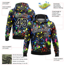Load image into Gallery viewer, Custom Stitched Graffiti Pattern Black-White 3D Splash Grunge Art Sports Pullover Sweatshirt Hoodie
