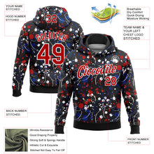 Load image into Gallery viewer, Custom Stitched Graffiti Pattern Red Black-White 3D Splash Grunge Art Sports Pullover Sweatshirt Hoodie
