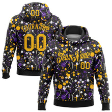 Load image into Gallery viewer, Custom Stitched Graffiti Pattern Gold-Black 3D Splash Grunge Art Sports Pullover Sweatshirt Hoodie
