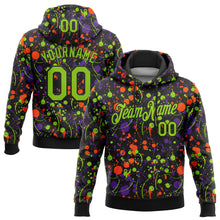 Load image into Gallery viewer, Custom Stitched Graffiti Pattern Neon Green-Black 3D Splash Grunge Art Sports Pullover Sweatshirt Hoodie
