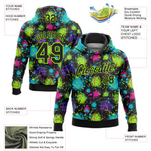 Load image into Gallery viewer, Custom Stitched Graffiti Pattern Black-Neon Green 3D Splash Grunge Art Sports Pullover Sweatshirt Hoodie
