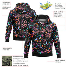 Load image into Gallery viewer, Custom Stitched Graffiti Pattern Black-Medium Pink 3D Splash Grunge Art Sports Pullover Sweatshirt Hoodie
