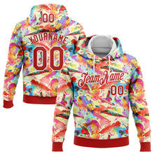 Load image into Gallery viewer, Custom Stitched Graffiti Pattern Red-White 3D Watercolor Grunge Art Sports Pullover Sweatshirt Hoodie
