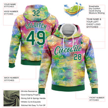 Load image into Gallery viewer, Custom Stitched Graffiti Pattern Kelly Green-White 3D Watercolor Grunge Art Sports Pullover Sweatshirt Hoodie
