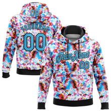 Load image into Gallery viewer, Custom Stitched Graffiti Pattern Sky Blue-Black 3D Watercolor Grunge Art Sports Pullover Sweatshirt Hoodie
