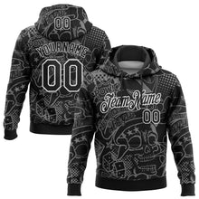 Load image into Gallery viewer, Custom Stitched Graffiti Pattern Black-White 3D Skull Fashion Sports Pullover Sweatshirt Hoodie
