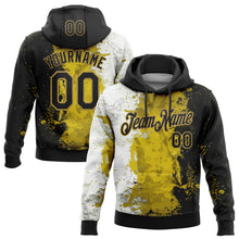 Load image into Gallery viewer, Custom Stitched Graffiti Pattern Black-Old Gold 3D Splash Grunge Art Sports Pullover Sweatshirt Hoodie
