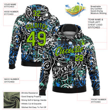 Load image into Gallery viewer, Custom Stitched Graffiti Pattern Neon Green-Black 3D Abstract Grunge Art Sports Pullover Sweatshirt Hoodie
