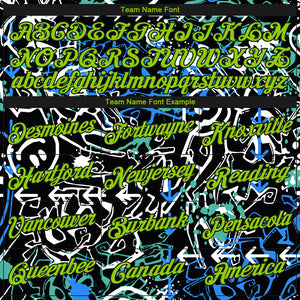 Custom Stitched Graffiti Pattern Neon Green-Black 3D Abstract Grunge Art Sports Pullover Sweatshirt Hoodie