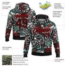 Load image into Gallery viewer, Custom Stitched Graffiti Pattern Black-Red 3D Abstract Grunge Art Sports Pullover Sweatshirt Hoodie
