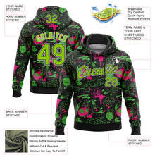 Load image into Gallery viewer, Custom Stitched Graffiti Pattern Neon Green Black-White 3D Abstract Grunge Art Sports Pullover Sweatshirt Hoodie
