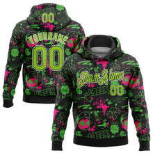 Load image into Gallery viewer, Custom Stitched Graffiti Pattern Neon Green Black-White 3D Abstract Grunge Art Sports Pullover Sweatshirt Hoodie
