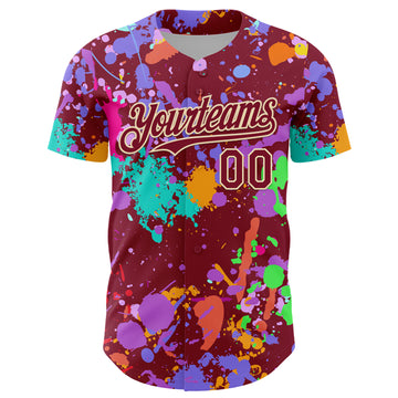 Custom Graffiti Pattern Crimson-Cream Authentic Baseball Jersey