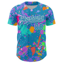 Charger l'image dans la galerie, Custom Graffiti Pattern Panther Blue-White Authentic Baseball Jersey
