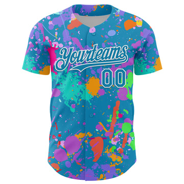 Custom Graffiti Pattern Panther Blue-White Authentic Baseball Jersey