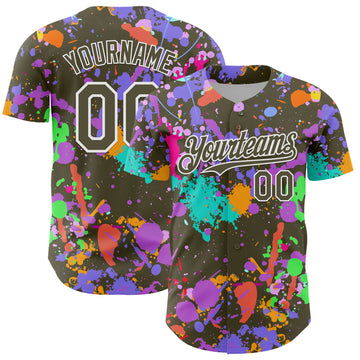 Custom Graffiti Pattern Olive-White Authentic Baseball Jersey