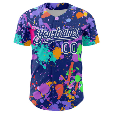 Custom Graffiti Pattern Royal-White Authentic Baseball Jersey
