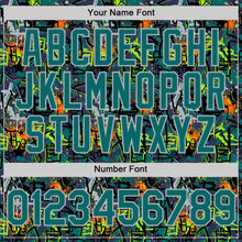 Laden Sie das Bild in den Galerie-Viewer, Custom Graffiti Pattern Teal-Gray Splatter Authentic Baseball Jersey
