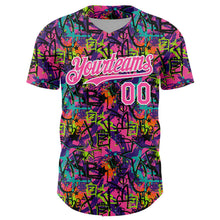 Load image into Gallery viewer, Custom Graffiti Pattern Pink-White Splatter Authentic Baseball Jersey
