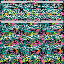 Laden Sie das Bild in den Galerie-Viewer, Custom Graffiti Pattern Teal-White Splatter Authentic Baseball Jersey
