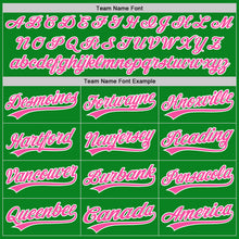Load image into Gallery viewer, Custom Grass Green Pink-White Authentic Baseball Jersey

