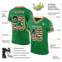 Загрузить изображение в средство просмотра галереи, Custom Grass Green Vintage USA Flag Cream-Red Mesh Authentic Throwback Football Jersey
