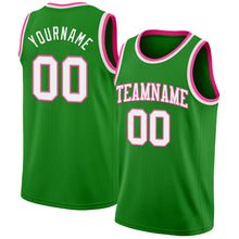 Load image into Gallery viewer, Custom Grass Green White-Pink Authentic Basketball Jersey
