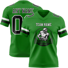 Load image into Gallery viewer, Custom Grass Green Black-White Mesh Authentic Football Jersey
