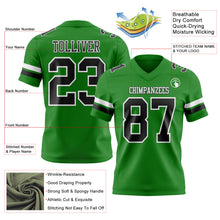 Load image into Gallery viewer, Custom Grass Green Black-White Mesh Authentic Football Jersey
