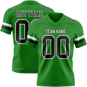 Custom Grass Green Black-White Mesh Authentic Football Jersey