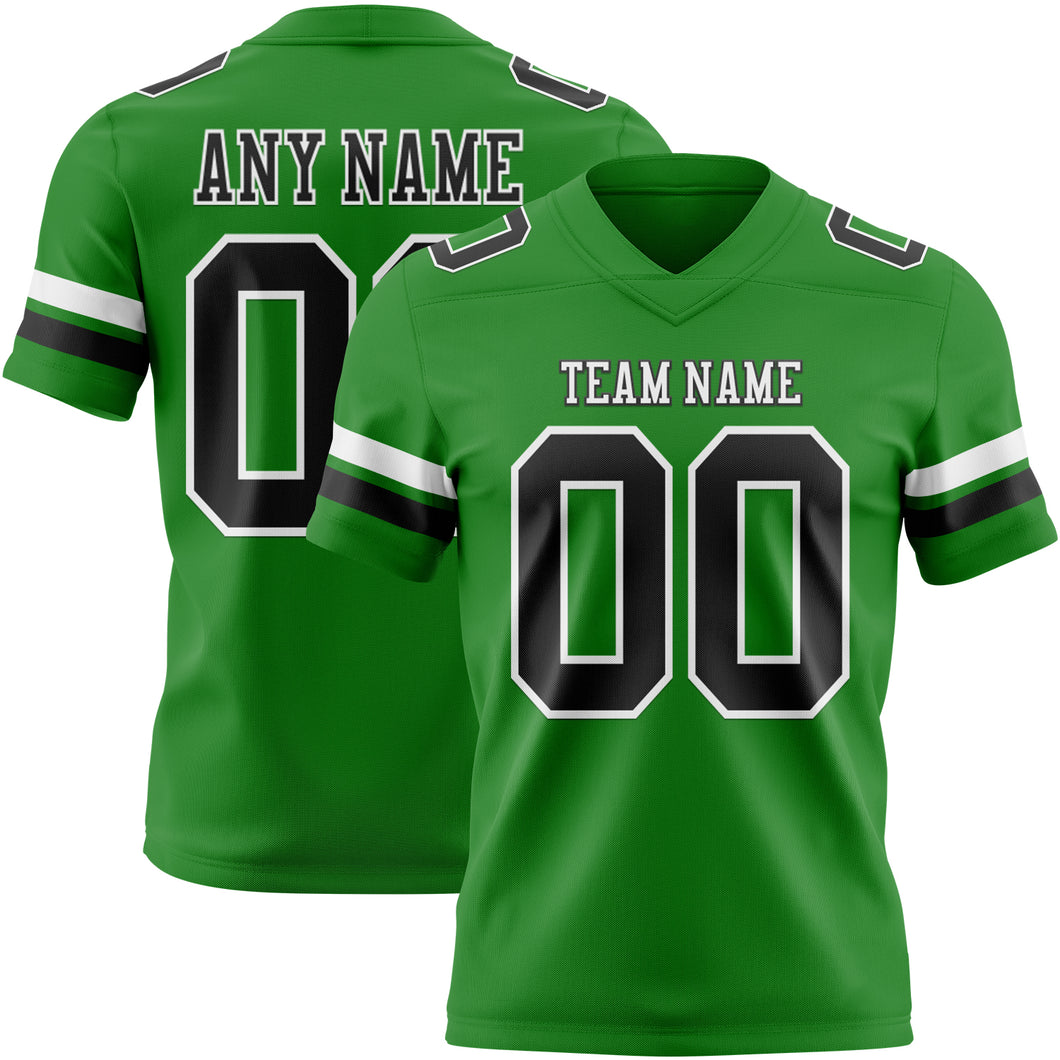 Custom Grass Green Black-White Mesh Authentic Football Jersey