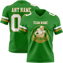 Загрузить изображение в средство просмотра галереи, Custom Grass Green White-Old Gold Authentic Football Jersey

