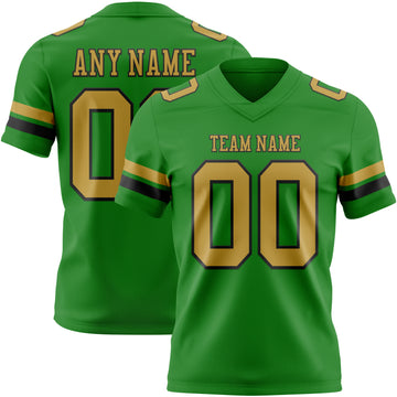 Custom Grass Green Old Gold-Black Mesh Authentic Football Jersey