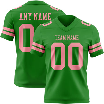 Custom Grass Green Medium Pink Mesh Authentic Football Jersey