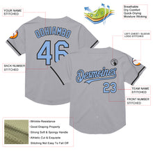 Load image into Gallery viewer, Custom Gray Light Blue-Black Mesh Authentic Throwback Baseball Jersey
