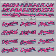 Load image into Gallery viewer, Custom Gray Light Blue Black-Pink Mesh Authentic Throwback Baseball Jersey
