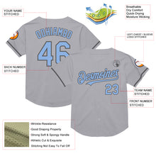 Load image into Gallery viewer, Custom Gray Light Blue-Steel Gray Mesh Authentic Throwback Baseball Jersey
