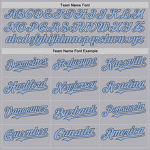 Load image into Gallery viewer, Custom Gray Light Blue-Steel Gray Mesh Authentic Throwback Baseball Jersey
