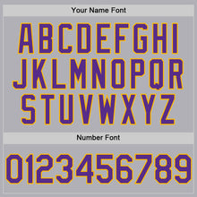 Load image into Gallery viewer, Custom Gray Purple-Gold Mesh Authentic Throwback Baseball Jersey

