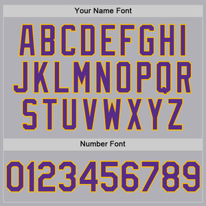 Custom Gray Purple-Gold Mesh Authentic Throwback Baseball Jersey