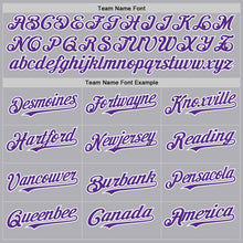 Load image into Gallery viewer, Custom Gray Purple-White Mesh Authentic Throwback Baseball Jersey
