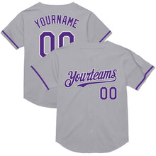 Load image into Gallery viewer, Custom Gray Purple-White Mesh Authentic Throwback Baseball Jersey
