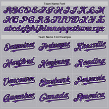 Load image into Gallery viewer, Custom Gray Purple-Black Mesh Authentic Throwback Baseball Jersey
