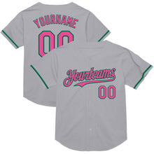 Load image into Gallery viewer, Custom Gray Pink-Kelly Green Mesh Authentic Throwback Baseball Jersey
