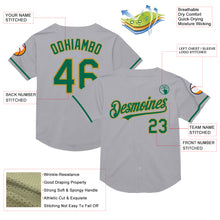 Load image into Gallery viewer, Custom Gray Kelly Green-Old Gold Mesh Authentic Throwback Baseball Jersey
