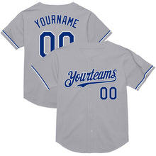 Load image into Gallery viewer, Custom Gray Royal-White Mesh Authentic Throwback Baseball Jersey
