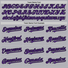 Load image into Gallery viewer, Custom Gray Purple-Black Mesh Authentic Throwback Baseball Jersey
