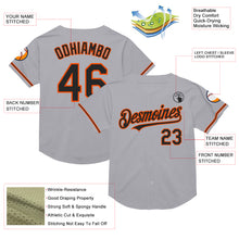 Load image into Gallery viewer, Custom Gray Black-Orange Mesh Authentic Throwback Baseball Jersey
