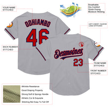 Load image into Gallery viewer, Custom Gray Red-Navy Mesh Authentic Throwback Baseball Jersey

