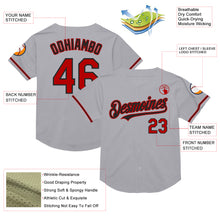 Load image into Gallery viewer, Custom Gray Red-Black Mesh Authentic Throwback Baseball Jersey
